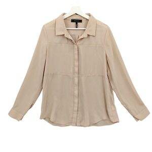 Robert Rodriguez Womens Minimalist Quiet Luxury Shannon Blouse M Beige Sheer